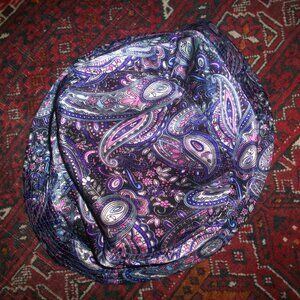 KB Ethos Purple Paisley Colorful Small Brim Bucket Hat  Silky Satin Polyester